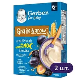 Безмолочна каша Gerber вівсяно-пшенична з чорносливом 400 г (2 шт. х 200г)