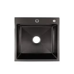 Кухонна мийка Lidz H5050B 3.0/0.8 мм Brush Black (LDH5050BPVD3008), Чорний