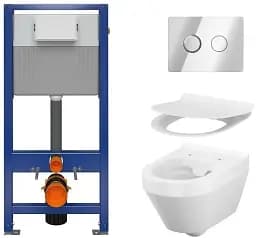 Інсталяція Cersanit AQUA 52 з кнопкою Accento Circle + унітаз Crea із сидінням Slim 30412 - мініатюра 5