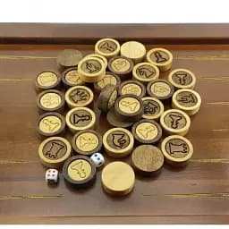 Фішки для нард із зображенням шахових фігур, масив дерева 32 шт.