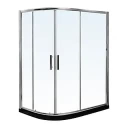 Душевая кабина угловая RJ 110x90 раздвижная прозрачное стекло 8 мм с покрытием Nano с ПВХ-подиумом и полочкой хром K9177-FBM -1012 right, Правая, прозрачная, хром