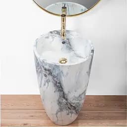 Умивальник Rea Anya 45x45x84 granit, окремостоячий (REA-U5802), Матовий - мініатюра 3