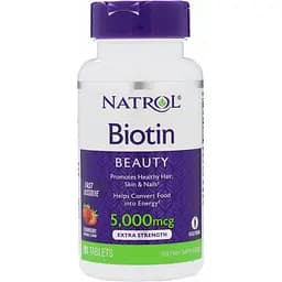 Біотин Natrol Biotin зі смаком полуниці 5000 мкг 90 таблеток