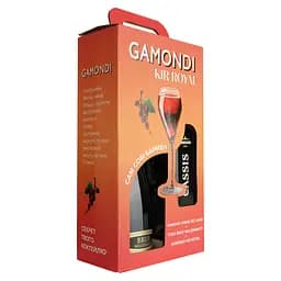 Набор Gamondi Kir Royal: Игристое вино Toso Brut Millesimato, 0,75 л + Ликер Creme de Cassis, 15%, 1 л, в подарочной упаковке