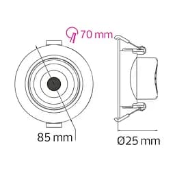 Світильник врізний поворотни "NORA PRO-5" 5W 3000K, 4500K, 6000K чорний - мініатюра 3