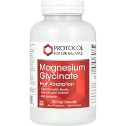 Магнію гліцинат Protocol for Life Balance Magnesium Glycinate висока засвоюваність 180 рослинних капсул