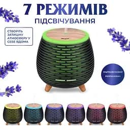 Зволожувач повітря аромадифузор з підсвічуванням 140 мл, чорний Holdmay HPKP6049B - мініатюра 6
