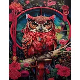 Алмазна мозаїка Strateg ПРЕМІУМ Сова у квітах без підрамника розміром 40х50 см (JSFH85881)