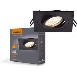 Світильник Videx під лампу GU10 врізний Квадрат Чорний VL-SPF08S-B