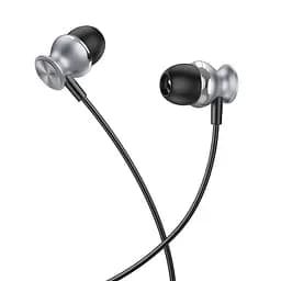 Дротові навушники Hoco M106 Fountain metal універсальні earphones with microphone, 3.5mm, 1.2m, grey - мініатюра 3