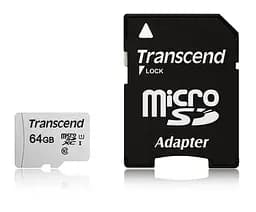 Transcend Карта пам'яті microSD 64GB C10 UHS-I R100/W20MB/s + SD