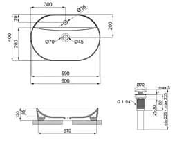 Комплект Qtap Scorpio: Раковина накладна овальна 600х400х120 мм White + Донний клапан PU02 (QT14112203WN47315) - мініатюра 6