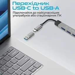 Концентратор Promate USB-C 4-in-1 порти Promate (litehub-4.grey) (litehub-4.grey) - мініатюра 4