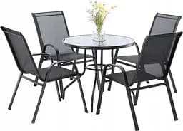 Комплект садових меблів GardenLine Verona-4 Black круглий стіл - мініатюра 4