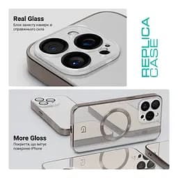 Чехол-накладка для Apple iPhone 14 Pro Max, Replica MagSafe, белый, противоударный защитный чехол с магнитным кольцом MagSafe, защита всего корпуса, TPU+PC, зеркальный, выступающий бортик вокруг экрана, ArmorStandart (ARM76214) - мініатюра 3