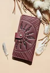 Кожаное женское бордовое портмоне 7.0