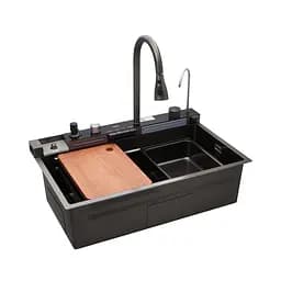 Кухонна мийка Kroner KRP Schwarze - SET7546ARTHM PVD (3.0/0.8 мм) CV033375, Чорний