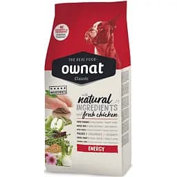 Сухий корм Ownat Classic Energy для дорослих собак з високим рівнем фізичної активності, з куркою, 20 кг