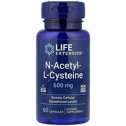 Аминокислота Life Extension N-Acetyl-L-Cysteine ​​600 mg, 60 капсул