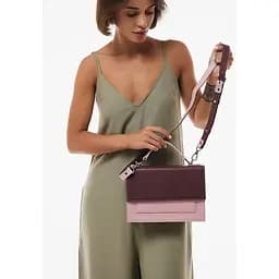 Жіноча шкіряна сумка Grace бордовий/рожевий