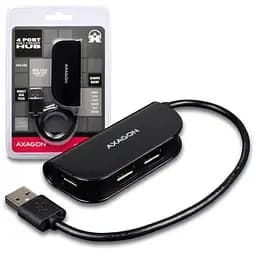 Концентратор Axagon USB 2.0 to 4xUSB 2.0 0.2m black (HUE-X4B) - мініатюра 2