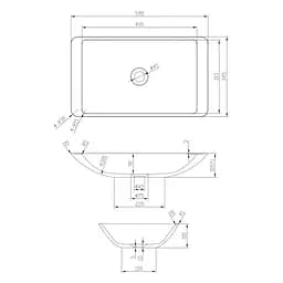 Раковина Volle Solid surface 59x34 13-40-859, Білий - мініатюра 3