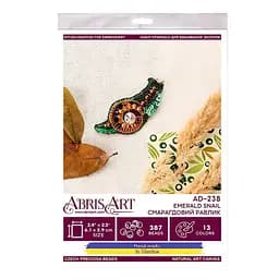 Набор для вышивки бисером украшения "Изумрудная улитка" AD-238 на натуральном полотне.