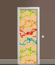 3Д наклейка на холодильник Фарби Бризки вінілова плівка Абстракція Бежевий 65х200 см Happy Pocket Z182154 - мініатюра 2