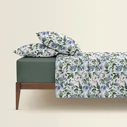 Комплект постільної білизни Cosas Watercolor flowers CS10 Двоспальний зелений (FoliageGreenBlue_El160-126Asparagus_180) - мініатюра 2
