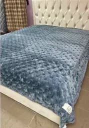 Покрывало "Шиншилла" серо-голубое, мягкое велюровое покрывало 2,20×2,40 м для кровати.