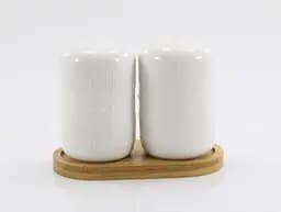 Набір для спецій сільничка та перечниця Grazie на дерев'яній підставці (PJ02563)