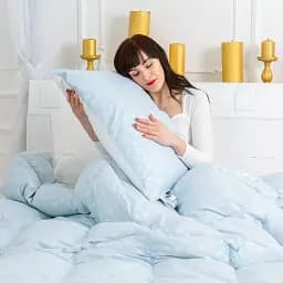Подушка пухова MirSon Karmen №1805 Bio-Blue пружна пух 90% 60х60 см біло-блакитна (2200003011913) - мініатюра 10
