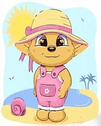 Набор для росписи по номерам Медвежонок на пляже, Strateg, 30x30 см, ES146