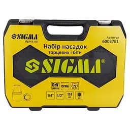 Набір інструментів Sigma насадок торцевих та с1/4" 1/2" 114шт CrV (6003781) - мініатюра 10