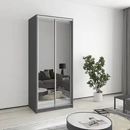 Шафа-купе дводверна MebelStar Стандарт AL 2 Дзеркала 90x45x210 см Антрацит (MBS-2467)