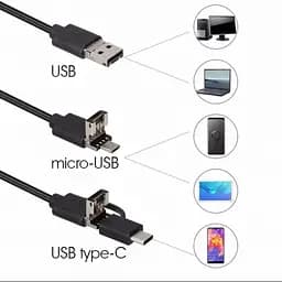 Камера ендоскоп із кабелем на 5 метрів 5 мм USB/micro USB/Type-C з підсвіткою під Android - мініатюра 4
