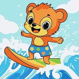 Картина по номерам "Літо. Ведмедик ловить хвилю" ©art_selena_ua KHO1250, 25х25 см