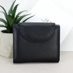 Женский кожаный кошелек черный Jess 375-2036-1 маленький
