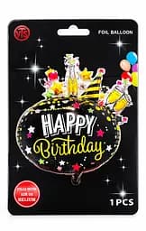 Фольгована кулька фігура “Happy Birthday Святкова вечірка” наповнення повітрям або гелієм для тематичних вечірок Чорний - мініатюра 2