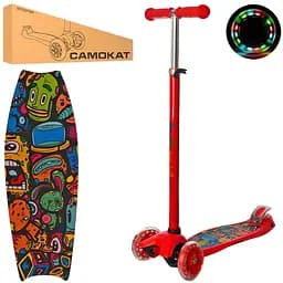 Самокат детский iTrike с подсветкой 32х14х79-88 см Красный 000222570