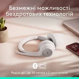 Bluetooth-гарнітура Logitech Zone 300 Wireless Off-White (981-001417) - мініатюра 7