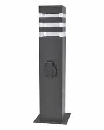 Вуличний світильник стовпчик з розеткою Goldlux 327970 Teksas E27 1x20W IP44 Gr