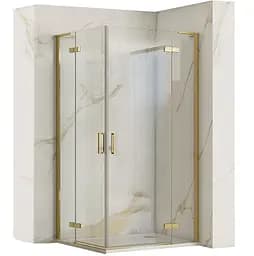 Душова кабіна Rea Hugo 90x90 brushed gold подвійна REA-K6609, Універсальна, прозорий, золотий