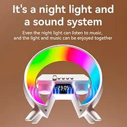 Акумуляторний нічник XM-X63 RGB з годинником, бездротовою зарядкою та Bluetooth колонкою (Білий) - мініатюра 4