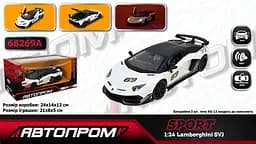 
Машина металева Lamborghini SVJ 1:24 АВТОПРОМ світло звук двері капот багажник 68269A - мініатюра 4