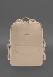 Шкіряний рюкзак на блискавці Cooper maxi світло-бежевий