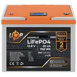 Акумулятор LP LiFePO4 12,8V - 90 Ah (1152Wh) (BMS 50A/25А) пластик LCD