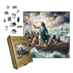 Дерев'яний фігурний пазл Човен Спасіння, А4, Картонна коробка 100 елементів