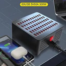 Зарядна станція ILEPO багатопортова на 60 USB портів 300 Вт / мережевий мультизарядний пристрій (19016) - мініатюра 6