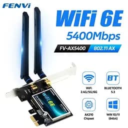 Мережева карта Fenvi FV-AX5400 Bluetooth 5.3 + Wi-Fi 2.4 / 5 / 6 GHz PCI-E з антенами (18842) - мініатюра 2